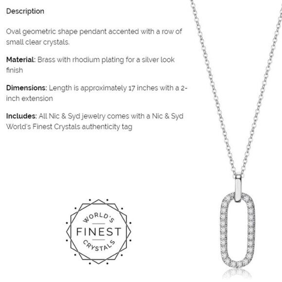 NEW Nic & Syd Gwyneth Oval Necklace Pendant Earring Set Swarovski Crystal Silver - Picture 4 of 9